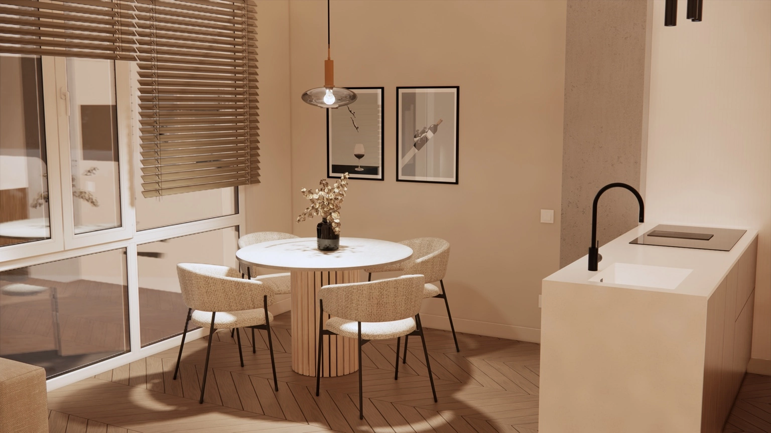Salle à manger, éclairage artificiel
